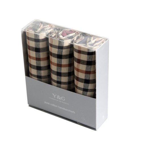 Wedding Gift for Men Three Checker Hankies Set for Men with Presentation Box Set - Green,blue,red Mh1040