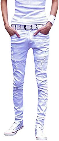 LAZERE Men's Classic Casual Fitted Jeans Straight Basic Low Waist Spring Fashion, White 30 (US 29)