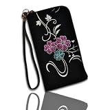 sw-mobile-shop Handy Tasche RV Etui Hülle – Beutel in schwarz – Design Glitzer Blume S12 f. Samsung i9001 Galaxy S Plus / i9100 Galaxy S II / i9100 Galaxy S2 / C6712 Star / E2230 / S3850 Corby / E2650 Champ duo / S5780 wave / E3210 / E2330 / S5830 Galaxy Ace / Galaxy Fit S5670 / S5560 / S5570 / S5260 Star II / Google Nexus S