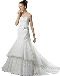 Applique Lace Sweetheart Mermaid Party Dress/Wedding Dress  with a Chapel Train 