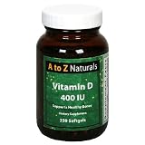 A to Z Naturals Vitamin D, 400 IU, Softgels, 250 softgels (Pack of 3)
