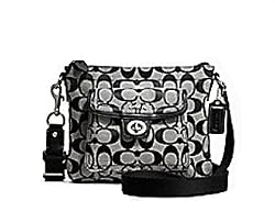 Coach Signature Swingpack Crossbody Messenger Bag Purse Tote 45026 Black White