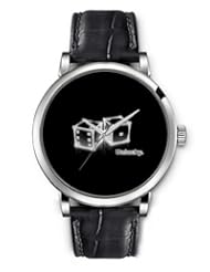 SPRAWL Aanalog Fashion Series Silver Ladies Watches of Genuine Black Leather Strap,Unique Wrist Watch for Women Girls Designed with Dice Transparent