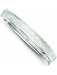Genuine .925 Sterling Silver 8mm Brushed & Diamond Cut Hollow Hinged Bangle 8.8 Grams . 100% Satisfaction Guaranteed.