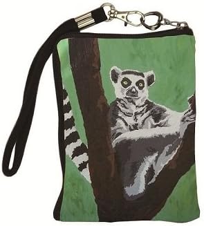 Lemur Wristlet - Great for a Small Camera, Small Cell Phone, Mp3 or Ipod - Support Wildlife Conservation, Read How - From My Original Painting, Sassy Socialite