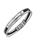 Forzieri Men's Stainless Steel and Rubber Screws Bracelet