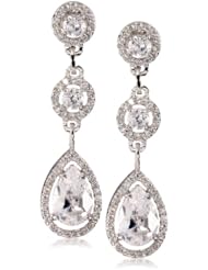 CZ by Kenneth Jay Lane "Special Occasion" Rhodium-Plated Cubic Zirconia Dangle Earrings