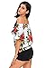 LOSRLY Womens Sexy Floral Print Off the Shoulder Crop Tops Shirts and Blouses White S 4 6
