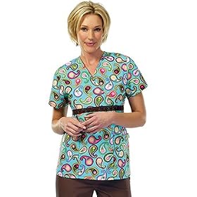Tafford Nursing Scrubs Tear Drop Crossover with lace scrub top