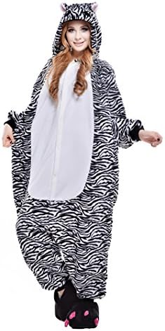 NEWCOAPLAY Unisex Onesies Pajamas Kigurumi Cosplay Sleepsuit Costume (M, Zebra)