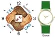 Black & White Hands and Forearms Interlocking - Yes We Can No.1 - President Barack Obama Commemorative - WATCHBUDDY&reg; DELUXE TWO-TONE THEME WATCH - Arabic Numbers - Green Leather Strap-Size-Children's Size-Small ( Boy's Size & Girl's Size )