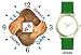 Black & White Hands and Forearms Interlocking - Yes We Can No.1 - President Barack Obama Commemorative - WATCHBUDDY&reg; DELUXE TWO-TONE THEME WATCH - Arabic Numbers - Green Leather Strap-Size-Children's Size-Small ( Boy's Size & Girl's Size )