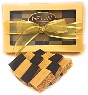 Neuw Delights Kosher Gourmet Chocolate Peanut Butter Chews Gift Baskets (Gold Bow)