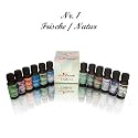 Qualitätsduftöl Made in Germany 12 er Packung Duftöl a`10 ml - Ensemble Nr.1 Frische / Natur mit den Sorten Blue Aqua, Eucalyptus, Fresh Sea, Jasmin, Laevendel, Lemongras, Minze, Obstblüte, Veilchen, Rose, Tanne, Wildkirsche