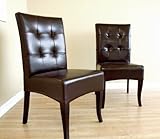 Set of 2 Dining Chairs in Dark Brown Bycast Leather