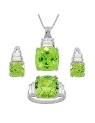 Key Lime Ice Earrings, Pendant and Ring Set in Silver