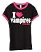 I heart Vampires Bite Me Ringer Black and Pink Juniors Tee