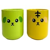 豆しば◎枝豆しば&虎豆しばのペア湯のみ（陶器製）☆キャラクター食器通販☆の画像