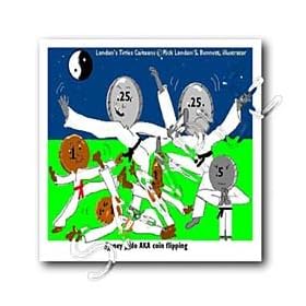 Londons Times Funny Music Cartoons - Money Judo Or Coin Flipping - Iron on Heat Transfers