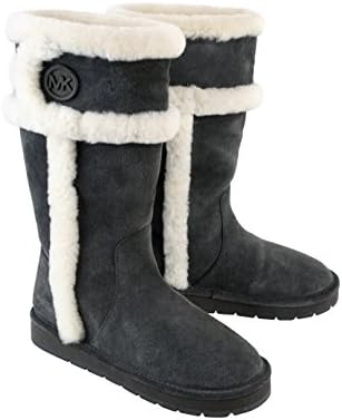 Michael Kors MK Winter Tall Boot Charcoal Grey Suede Leather/Shearling Shoe