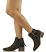 City Classified Women's Bean Faux Suede Fringe Stacked Heel Ankle Bootie