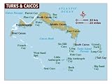 Map of Turks and Caicos Islands, Caribbean Photographic Poster Print