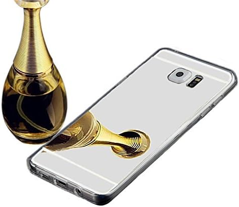 Galaxy Note 7 Mirror Glass Case-Auroralove Silver Slim Luxury Soft Crystal TPU Gel Silicone Bling Makeup Case for Samsung Note 7