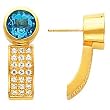 14K Yellow Gold London Blue Topaz and Diamond Earrings