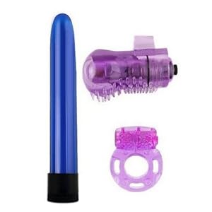 Eforstore New Sex Massager 3 Pcs Waterproof G-Spot Stimulator Vibration Magic Wand Av Stick + Finger Vibrator + Butterfly Silicone Vibrating Cockring Penis Cock Delay Ring Vibrates for Women Men Lover Couples