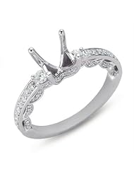14K White Gold 0.51cttw Round Diamond Semi Mount Engagement Ring