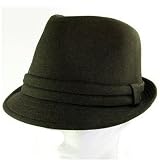 New Plaid Lining Stingy Fedora Trilby Hat Solid Dark Brown Medium Large