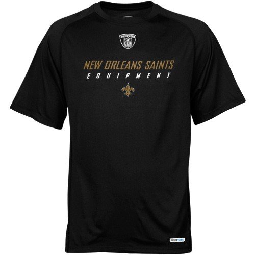 Reebok New Orleans Saints Equipment Speedwick Short Sleeve Shirt Adult Large Black