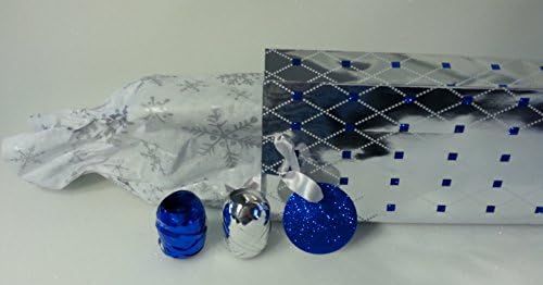 Holiday Scientist Bundle of 17 Items: 1 Wooden Test Tube Rack, 12 Tubes and Caps in Festive Colors, Silver and Blue Gift Bag with Tag, Silver and Blue Ribbon, and Silver Snowflake Tissue