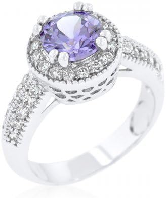 Icon Bijoux R08226R-C22-08 Lavender Halo Engagement Ring (Size: 08)