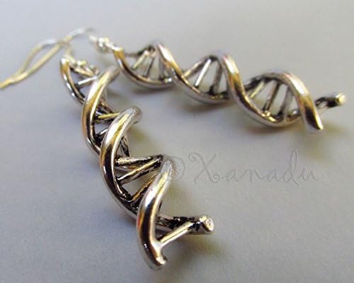 DNA Double Helix Earrings - Genetics Themed Antiqued Silver Plated Earrings