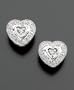 14k White Gold Diamond Accent Heart Stud Earrings