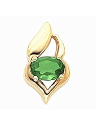 14K Yellow Gold Oval Cut Emerald Pendant -- LIFETIME WARRANTY