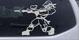Silver 4in X 3.3in -- Paintball Man Sports Car Window Wall Laptop Decal Sticker