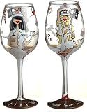 Bottom's Up Hand Painted TLC Nurse Wine Glass