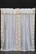 Pair Cream sari curtains with attached beaded valance