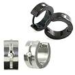 Stainless Steel Couples Black and Silver Cubic Zirconia Huggie Hoop Earrings Set
