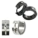 Stainless Steel Couples Black and Silver Cubic Zirconia Huggie Hoop Earrings Set
