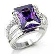 Women's Rosette Amethyst Cubic Zirconia Rhodium Ring, Size: 5-10