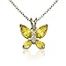 Yellow Gold Overlay Sterling Silver Citrine & Diamond Accent Butterfly Pendant, 18