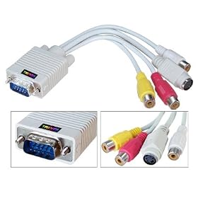 TRIXES VGA to TV Converter S-Video & RCA Out Cable Adapter PC Laptop