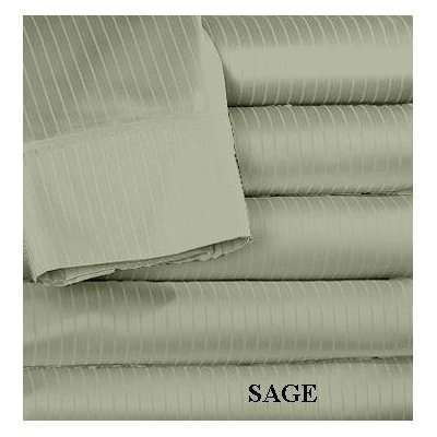 ELEGANCE CLASSIC 800 Thread Count Bed Sheet Set Egyptian Cotton Sateen Pinstripe Full (Sage)