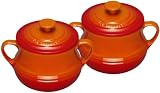 Le Creuset Stoneware Pair of Bean Pots, Volcanic, Small