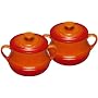 Le Creuset Stoneware Pair of Bean Pots, Volcanic, Small