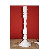 7000701 Lampenfuss rund weiss Holz Landhaus-Stil E27 37,5 cm
