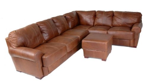 Catarina 100% Full Aniline Dyed Cognac Brazilian Leather Sectional